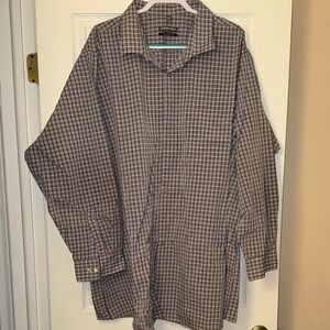 Geoffrey Beene Men's Checkered Shirt - Brown and White